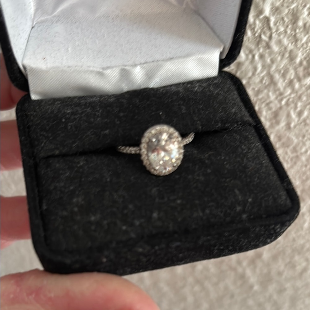 Silver Solitaire Ring with Brilliant-Cut Stone